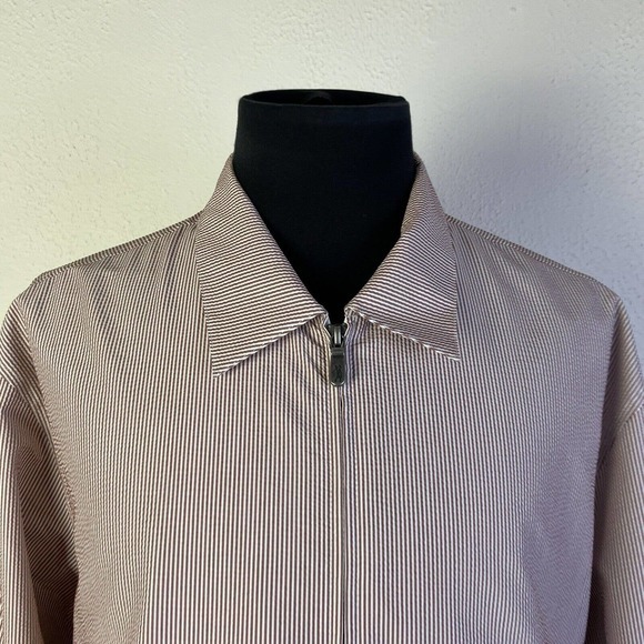 Bobby Jones Windbreaker Jacket Mens XXL Red White Seersucker Stripe Zip - Picture 3 of 11